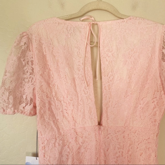 Majorelle Nora Mini Dress Light Pink Deep V Short Sleeve Lace - Picture 10 of 12
